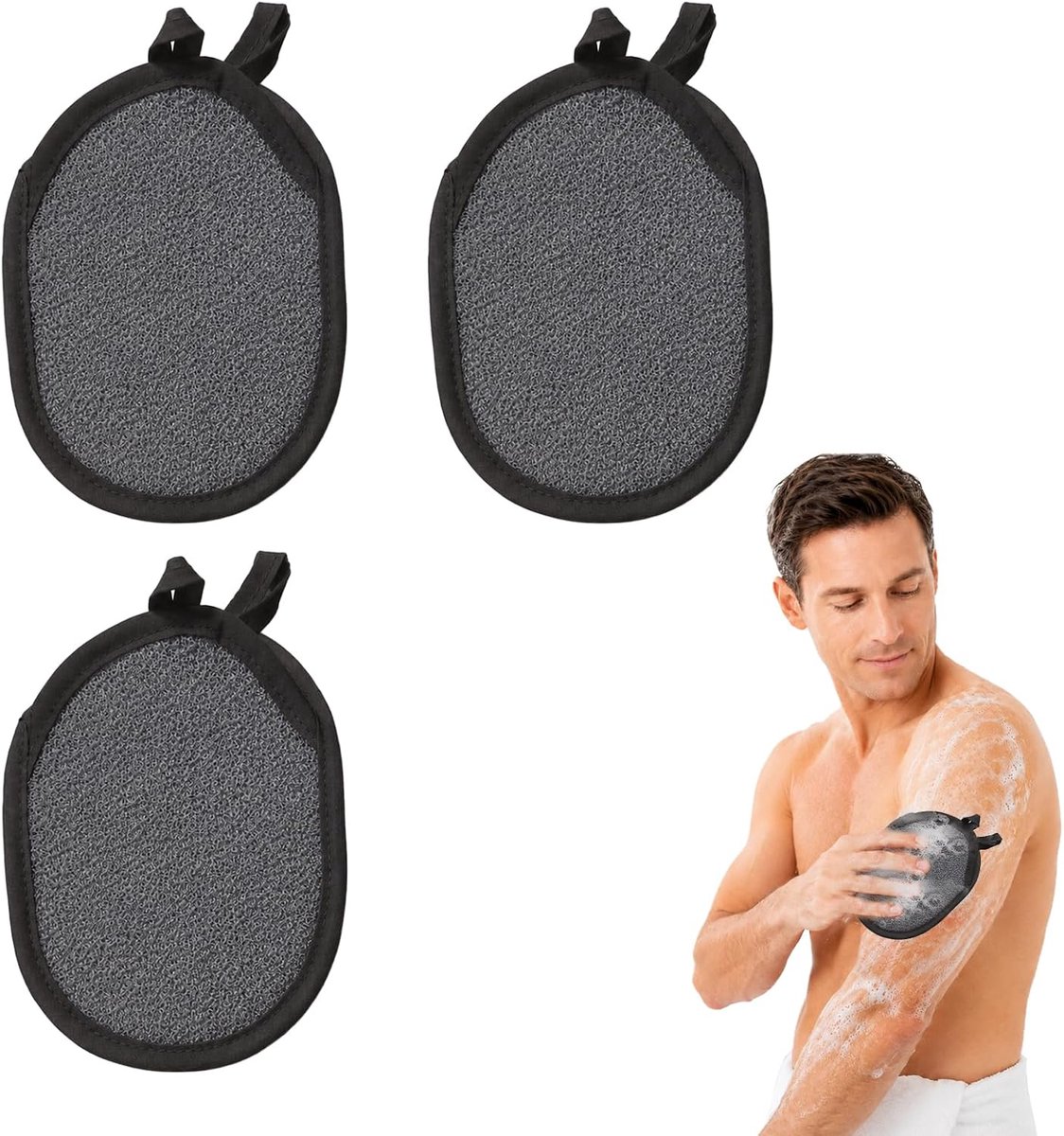 3 stuks zeepzakjes, zeepzakjes voor vaste zeep, zeepzak voor vaste zeep, zeepzak voor douchen, zeepzak compact, herbruikbaar, lichte waszak (zwart)