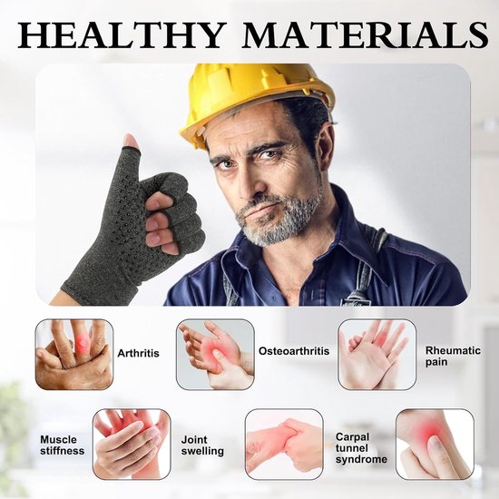 2 Paar Compressiehandschoenen Voor Artritis, Artritis Handschoenen Zonder Vingers, Biedt Warmte En Pijnverlichting, Antislip En Comfortabel, Voor Mannen En Vrouwen — afbeelding 2