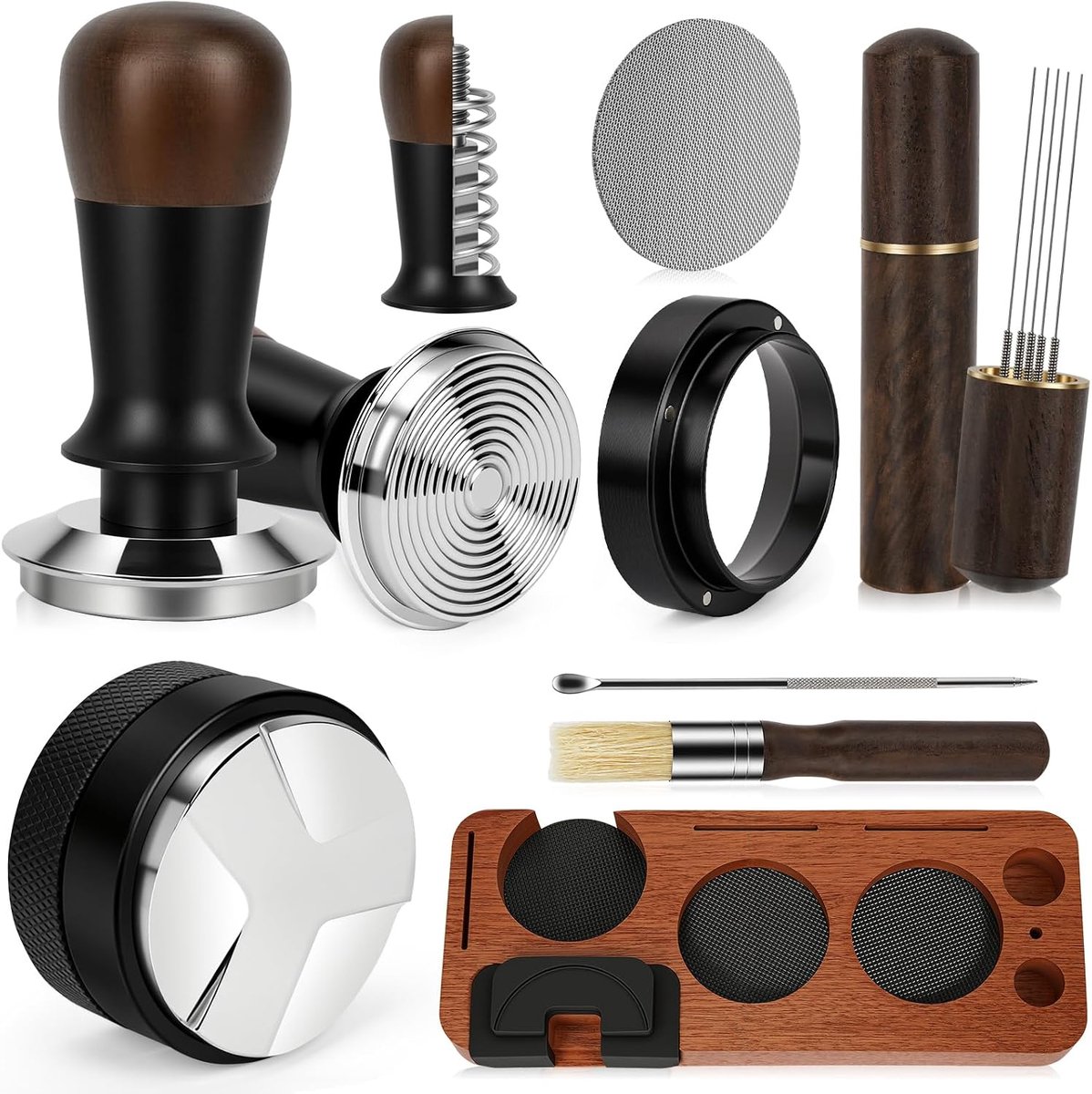 Barista Accessoires 8 stuks, 51 mm espresso tamperset, met