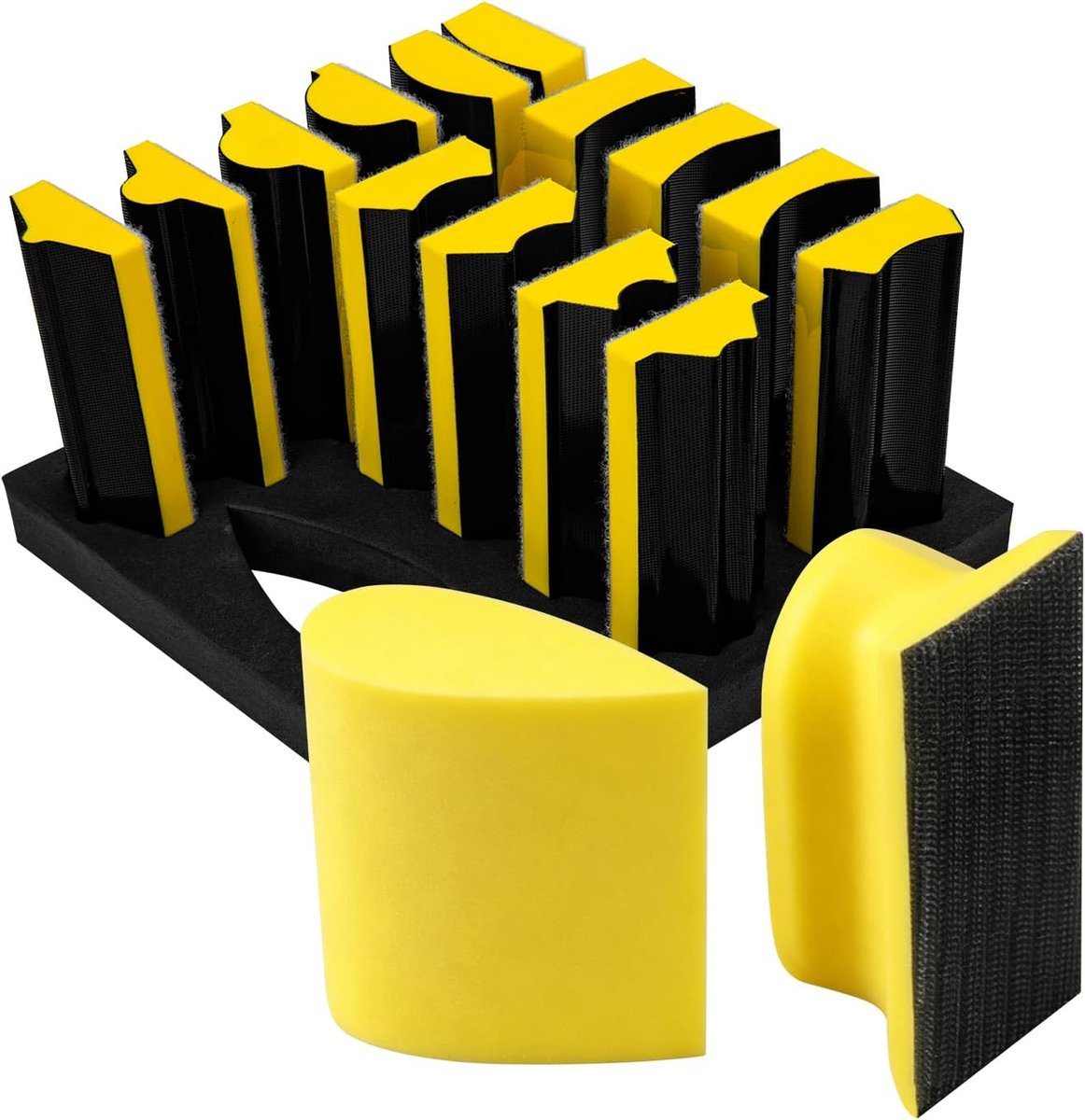 Schuurblokken, professionele klittenbandschuurpadset met convexe en concave vormen, handmatig schuurblok voor houtbewerking, carrosserie, meubelrestauratie, handwerk