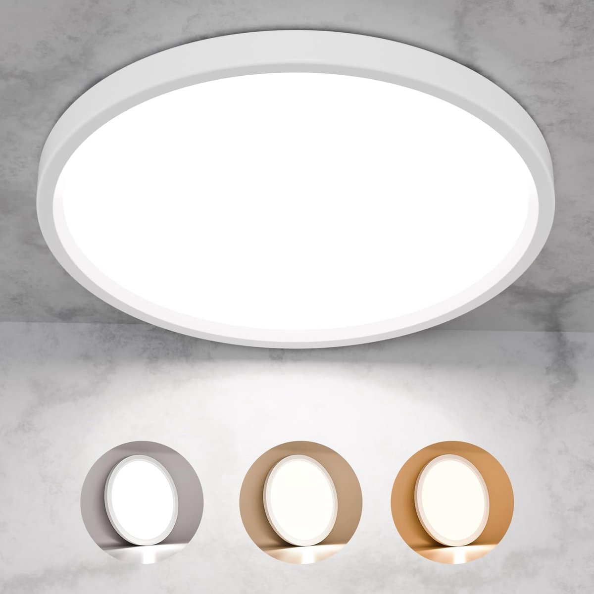 Plafondlamp LED 12W - Rond plat - IP44 waterdicht - Voor badkamer en woonkamer - ShopVlot