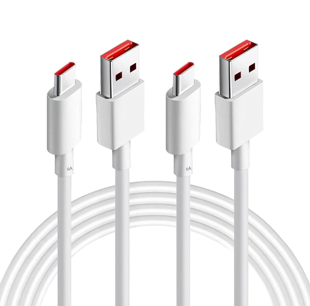 SnelShoppen - 2pcs 120W USB C Kabel voor Snelladen, 6A USB Type C Kabel 2m, Hyper Charge Kabel met 480Mbps Gegevensoverdracht voor Smartphones en Tabl