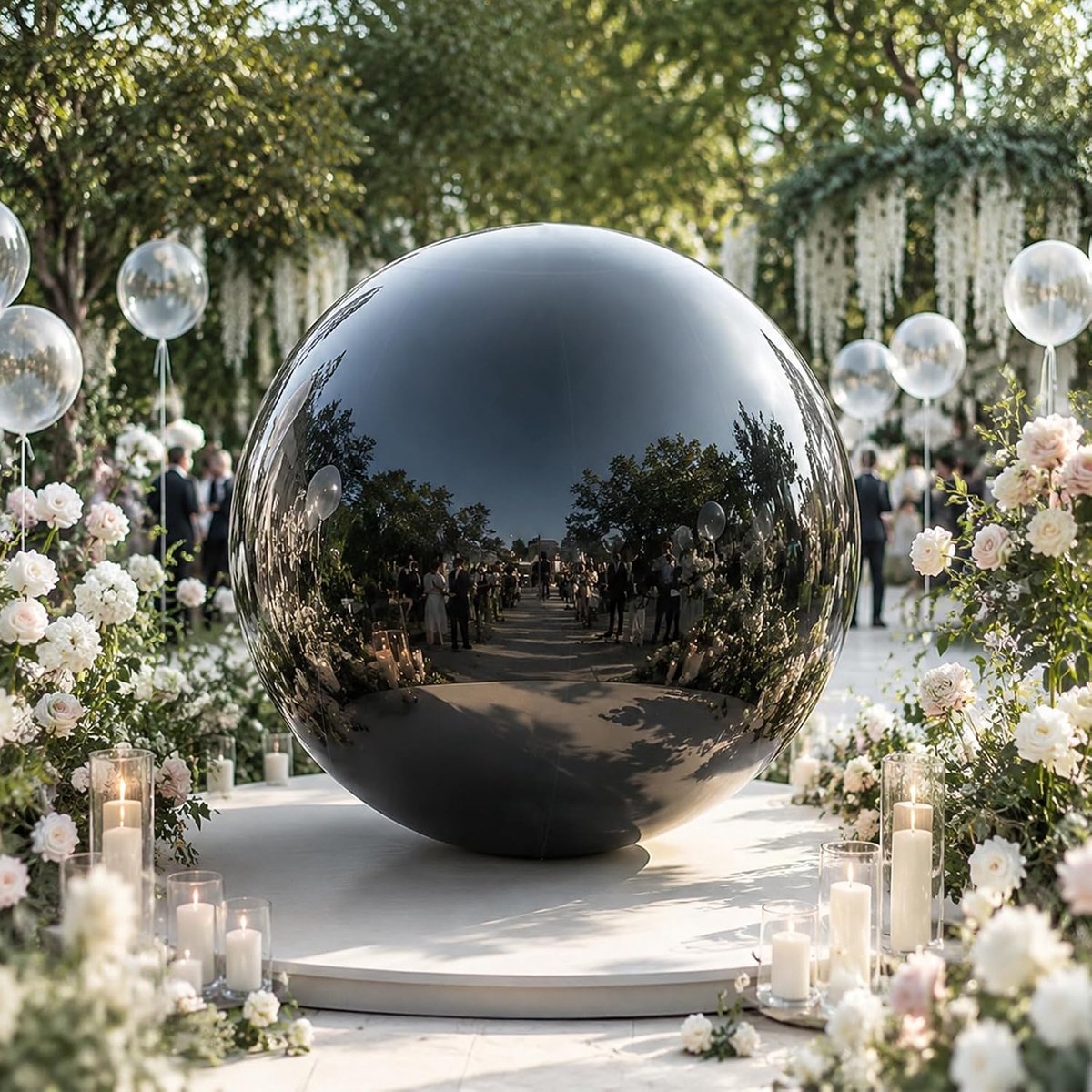 opblaasbare spiegelbal 50 cm met opblaasbare pomp, grote glanzende ballen, kerstballen, decoraties