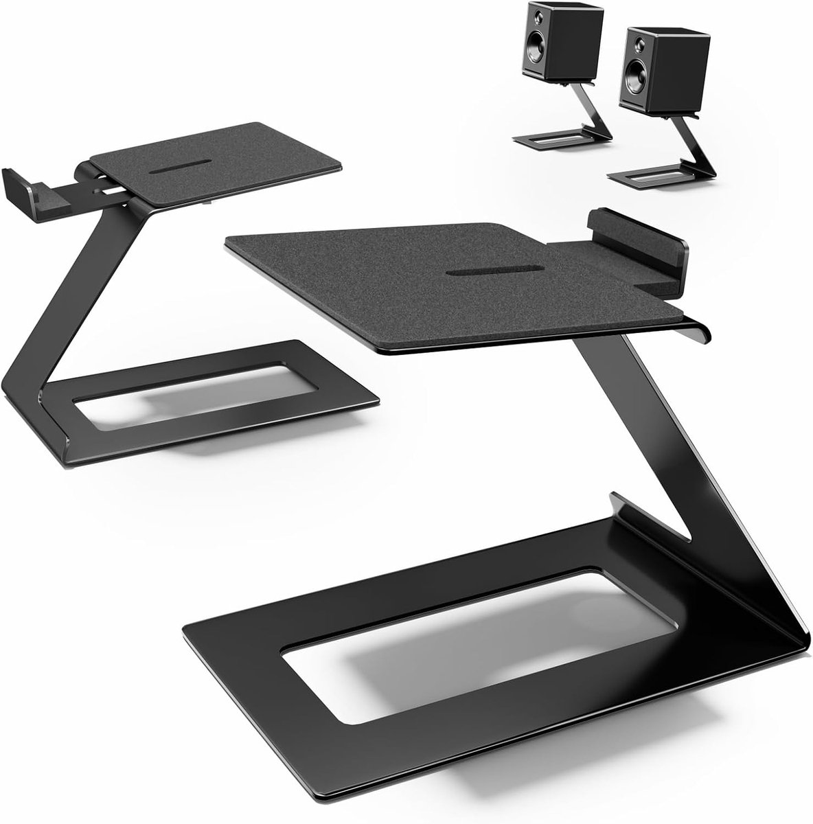Standaards voor de Meeste Kleine en Middelgrote Boekenplankluidsprekers,Diepte tot 19.6 cm, 6° Kantelhoek, Speakerverhogers met Trillingsabsorptie Pad, Zwart