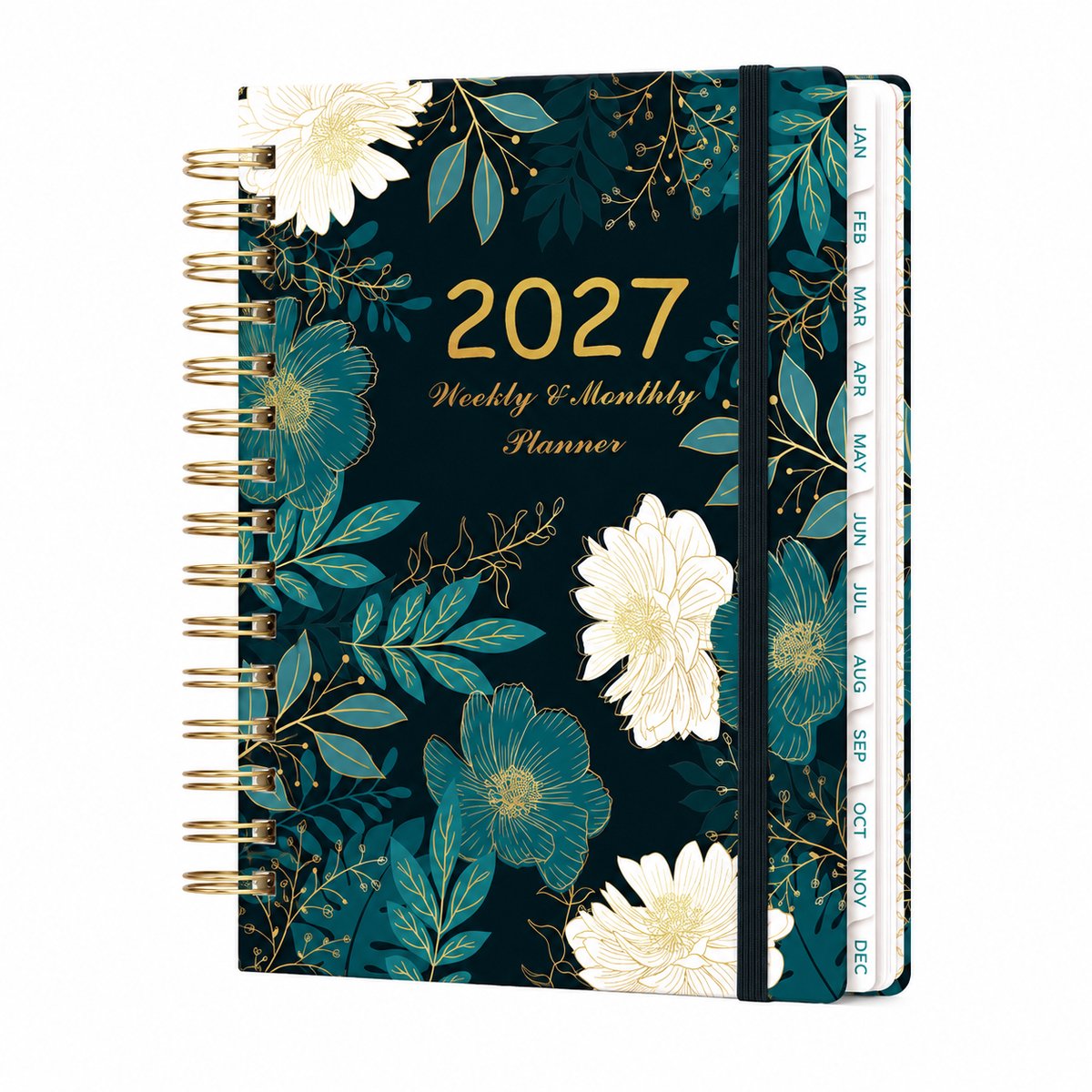 Agenda 2027 - A5 Jaarplanner met Weekoverzicht van Januari tot December 2027 - Professionele Weekplanner - Groen