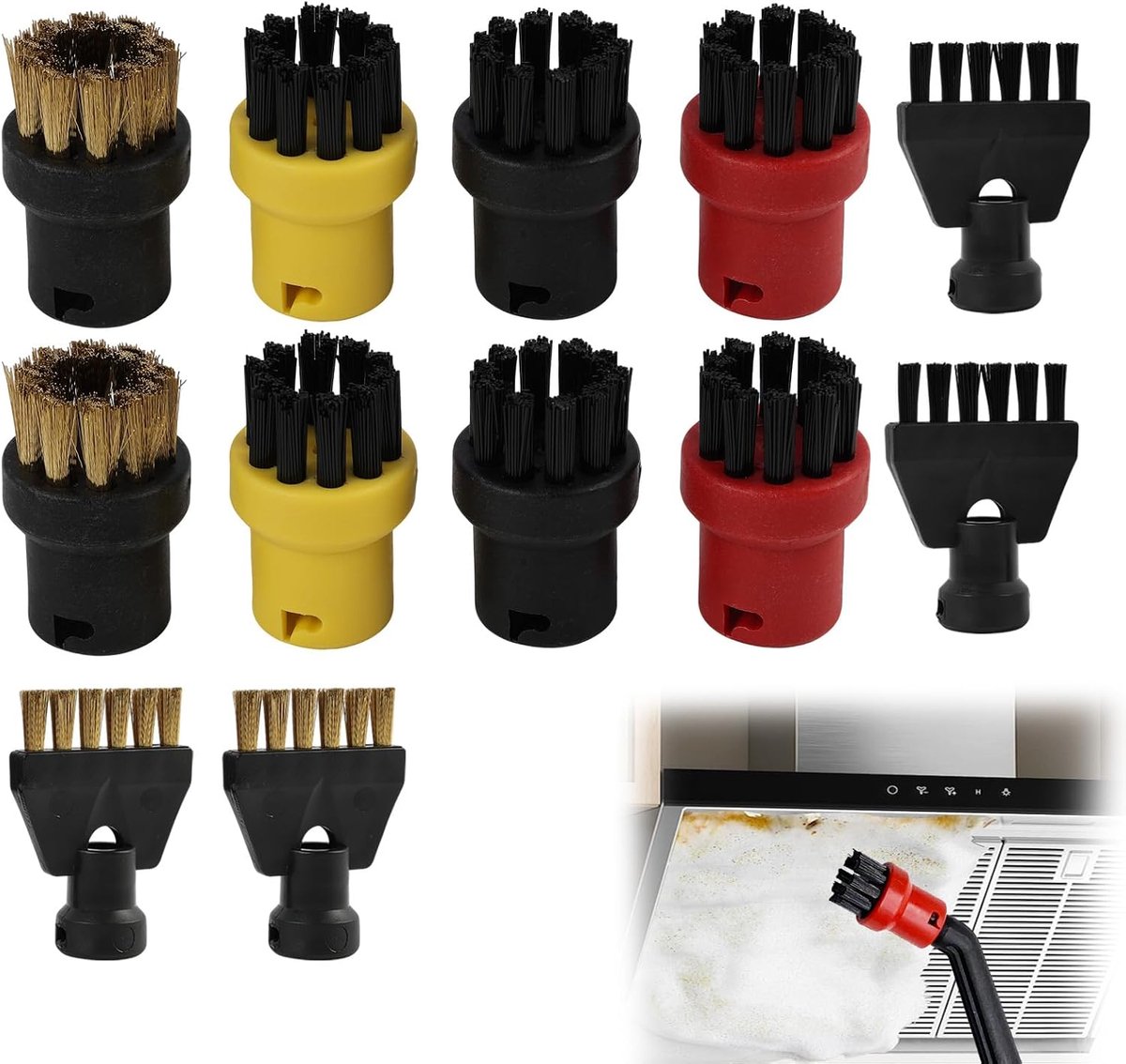 Stoomreiniger borstel set - 12 stuks - robuuste ronde en voegborstels - ideaal voor het reinigen van voegen - ShopVlot