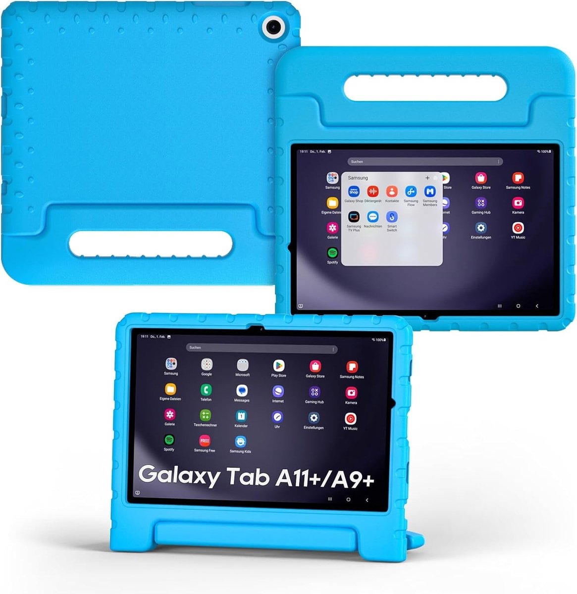 Tablet Hoes voor Samsung Galaxy Tab A11 Plus / Tab A9 Plus Hoes Blauw – Kidsproof Kinderhoes met Handvat – Schokbestendige Beschermhoes - Ntech
