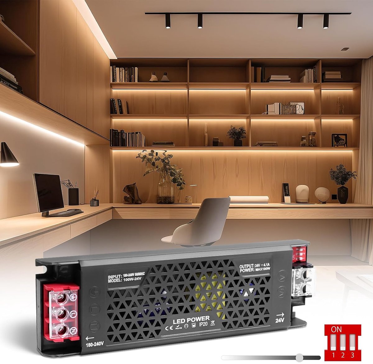 LED Transformer Dimbaar 24V 100W - Ultra-dun - Constant Voltage - Geschikt voor LED Strips - ShopVlot