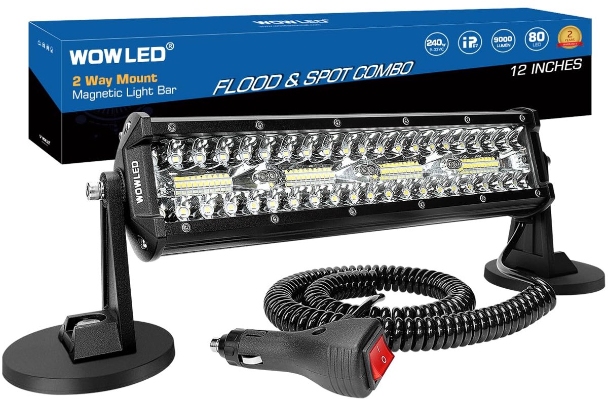 LED werklicht 12 inch - magnetisch - 4 way mount - ideaal voor tractor en trailer - ShopVlot