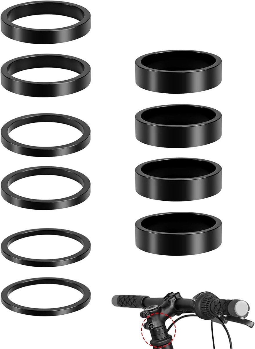 10 stuks fietsstuurafstandhouders, 28,6 mm aluminium fietsstuurafstandhouder, spacer fiets, 2/3/5/10 mm aluminium - ShopVlot