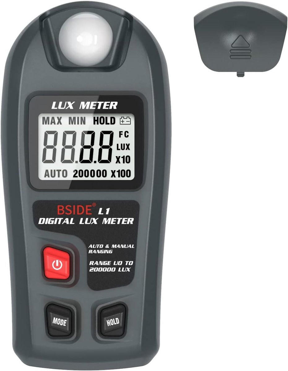 BSIDE L1 Lux Meter Digital Light Meter Measures 0-200,000 Lux, Portable Illumination Meter Photometer with Data - ShopVlot