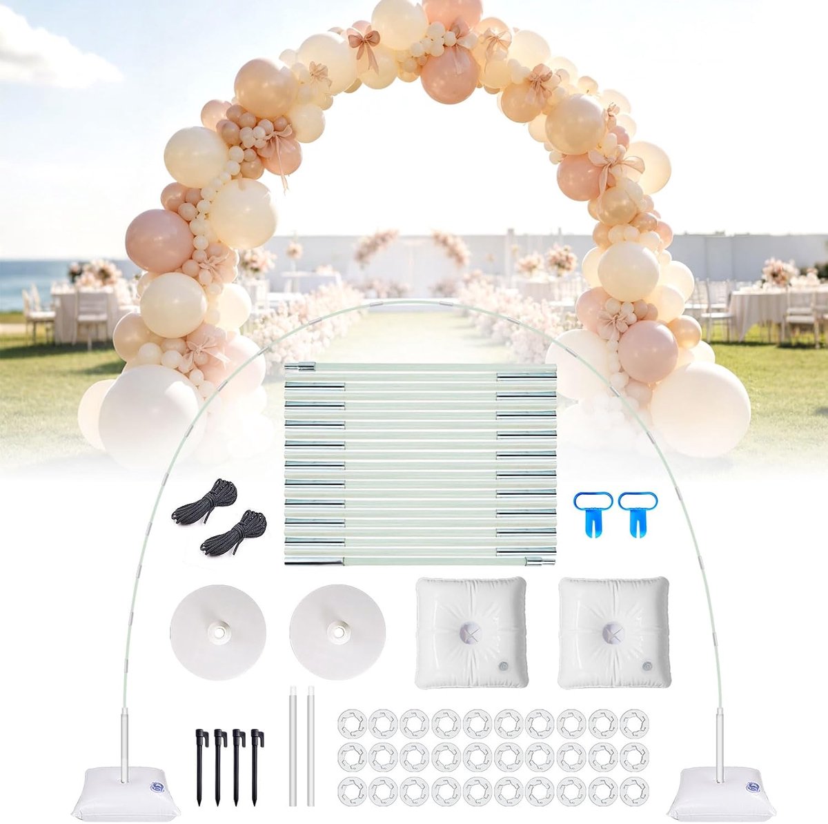 PlusFive Ballonboogset, 2,7 m, verstelbare ballonboog, herbruikbare vezelballonnenboog, frameset, ballonstandaard voor - ShopVlot