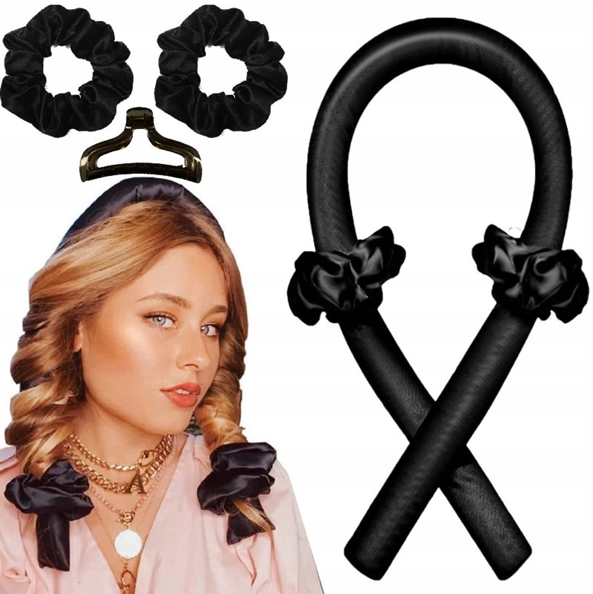 Zwarte Curlroller voor Haar - Zwart, 1 stuk