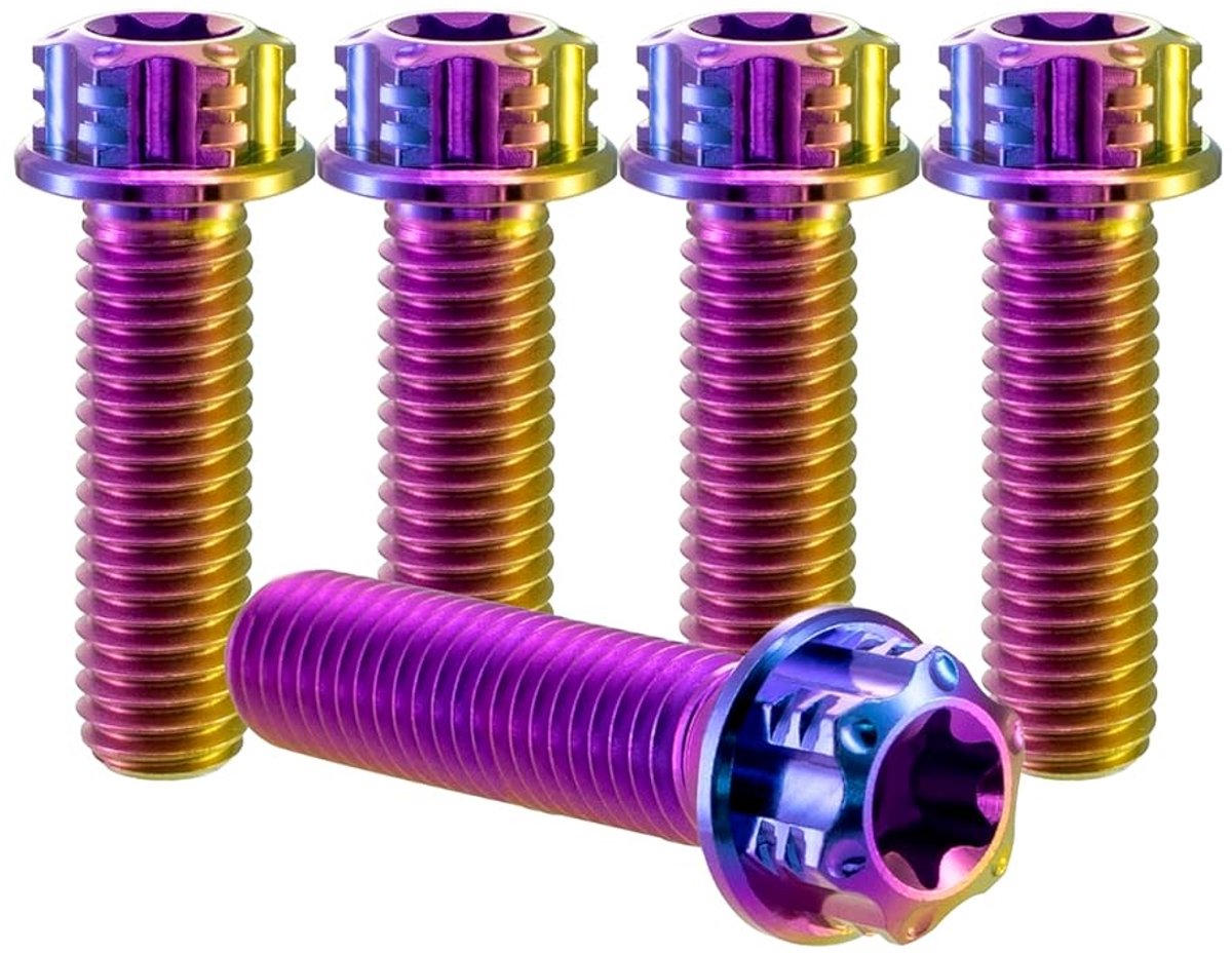 Flensschroeven M6 x 1 x 12mm - GR5 titanium - Torx kop - Lichtgewicht en corrosiebestendig - ShopVlot