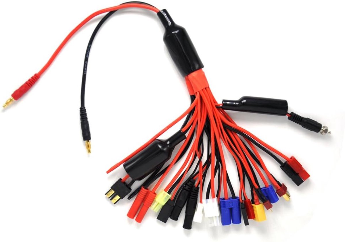 RC acculaderconnector, splitter draad, 19-in-1 octopus convert-kabel naar 4,0 mm banaanplugkabel voor XT60, EC3, EC5, HXT4MM, Tamiya, JST, T-Dean, TRX, Futaba