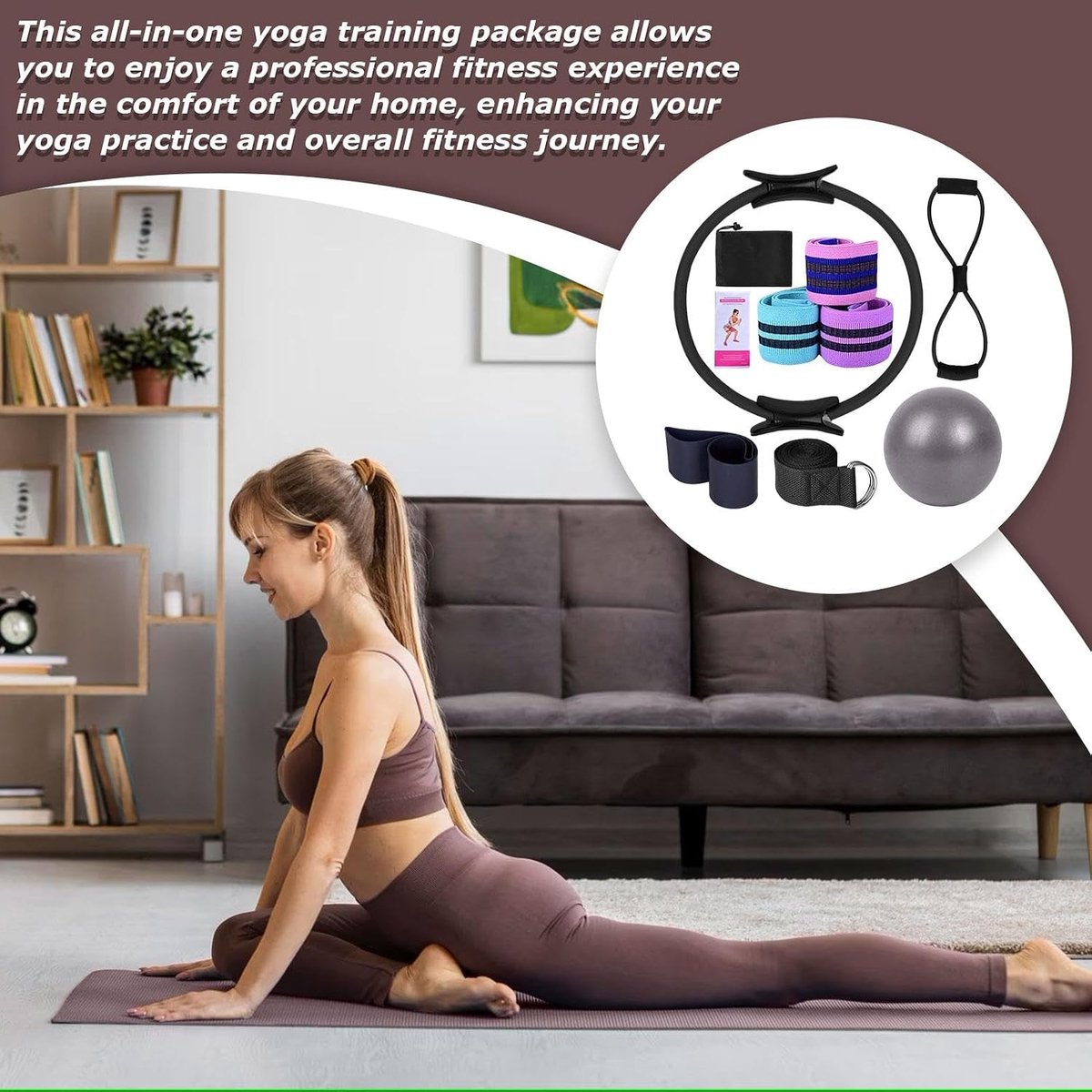 Pilates Uitrustingsset - Pilates Kit Yogabanden - Thuis Fitness - Slijtvaste Latex Buizen - 37 x 37 x 6 cm