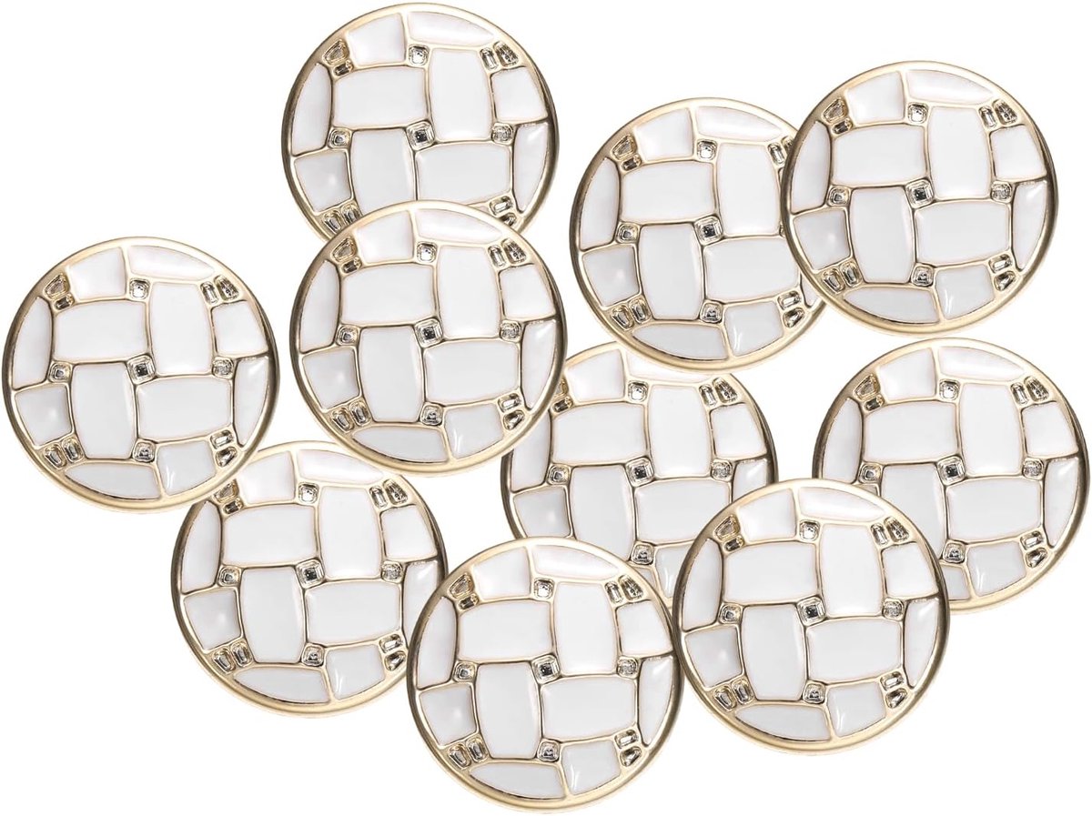 10 stuks 40 l kunstparels witgouden knopen 25 mm diameter 0,49 inch dikke ronde kunststof knopen voor naaien vervangende sluiting voor mantels kleding stijl J