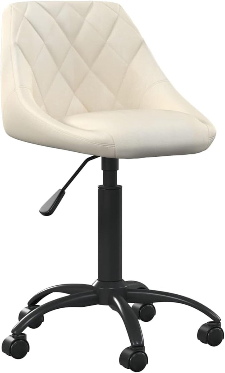 Bureaustoel crème | zacht gevoerd, gasveer, draaibaar, fluweel (100% polyester), zwart stalen frame | 44 x 46 x (67,5-79) cm | ergonomisch voor volwassenen