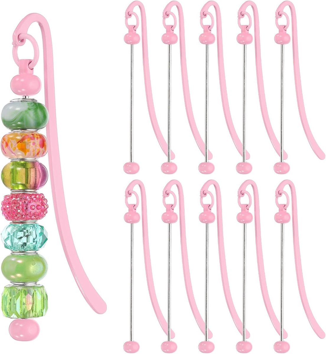Bekraalbare bladwijzers, 10 stuks bekraalbare bladwijzer DIY metalen blanke staaf bulk voor bladwijzer DIY maken ambacht, kralen hanger bedel, lichtroze