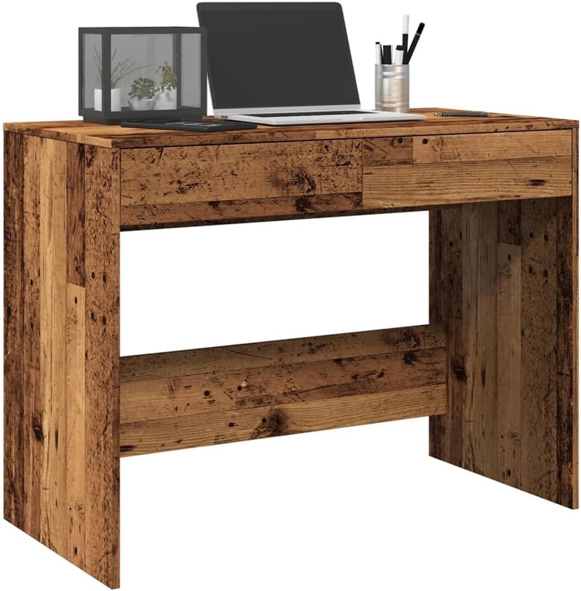 Bureau, computertafel, gamingtafel, pc-tafel, kantoortafel, kantoortafel, oude houtlook, 101 x 50 x 76,5 cm, houtmateriaal