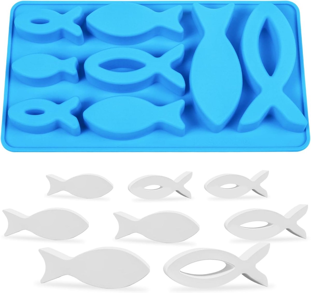 Vorm vis, siliconen vormen epoxyhars resin, siliconen vormen gietvormen vis, siliconen gietvorm kaarshouder voor zeep, cake, dessertbereiding communie decoratie