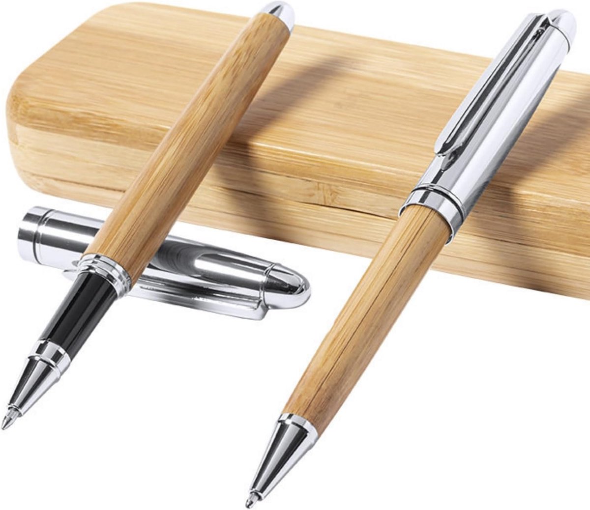 Balpen Rollerball Balpen Pen Set Bamboe in Hoge Kwaliteit Hout Gift Case