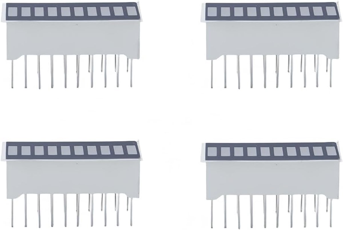 4 stuks 10-segmenten staafdiagramdisplay, kleur batterijniveau staafdiagram stroomweergave-indicatormodule rood geel groen blauw