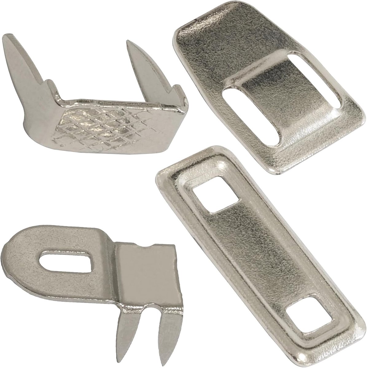 C71151 - set met 10 haken (40 stuks) voor klassieke broeken, rokken, van staal, zilverkleurig, voor korte kleding, naaiwerk, handwerk, bouwmarkt