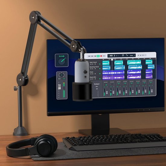 Yeti Microfoon Boom Arm, Tonor Microfono Stand Desk met High Riser voor Shure Rode Razer Elgato, volledig verstelbaar perfect voor podcasts, streaming, gaming, thuiskantoor, opname T50 — afbeelding 5