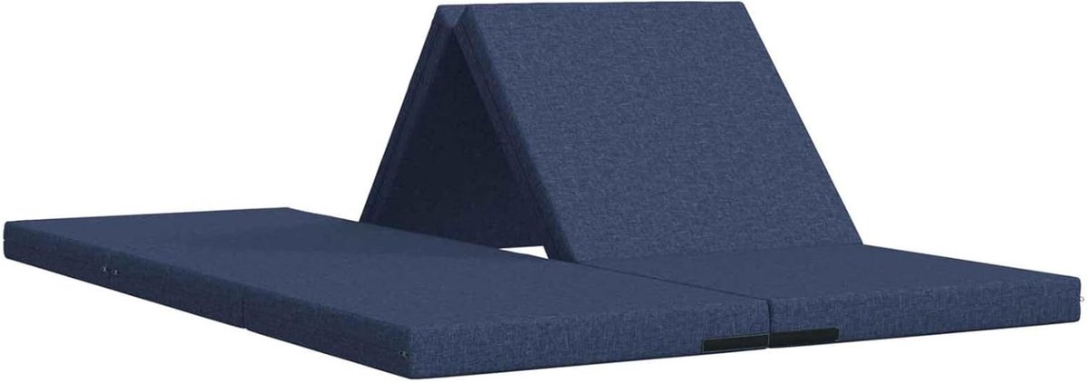Klapbank bed 140 x 67 x 45 cm blauw, opvouwbare slaapbank als dagbed stijlvolle vloerbank voor kleine woningen logeerkamer 900273