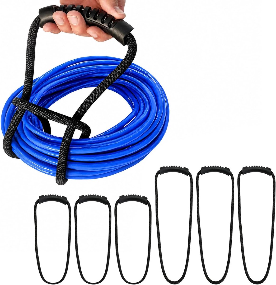 Set van 6 verlengkabels organizer met draaggreep, verstelbare opbergriemen voor kabels, slangen en touwen, ideaal voor garage, werkplaats en camper (80 cm + 40 cm)