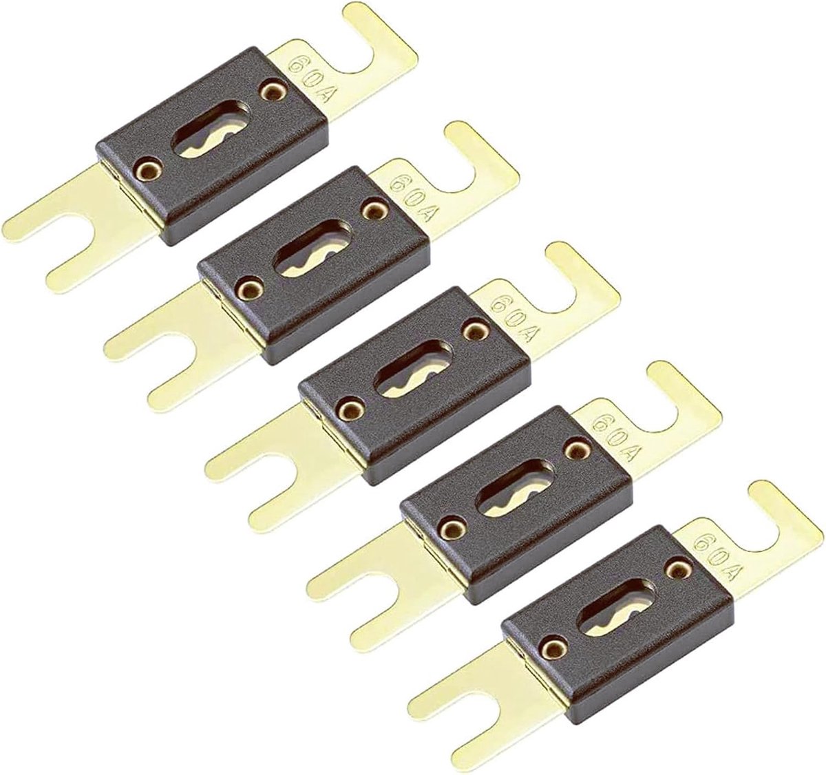 voertuigen audiosysteem blad goud toon, Heschen ANL Fuse - 60 Amp voor Auto Audio Systemen - Goudkleurig & Zwart - Set van 6, voor auto voertuigen audiosysteem blad goud toon