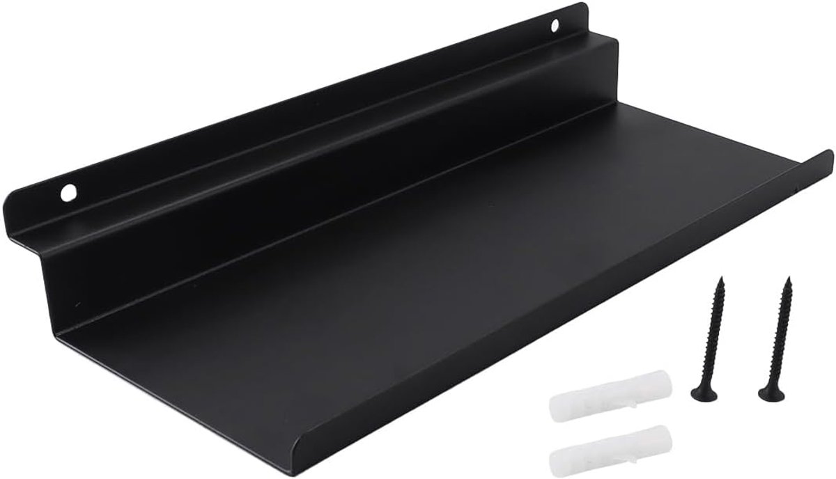 Akoestisch paneelrek, 25 x 10 cm, zwart metaal, zwevend wandrek voor woonkamer, slaapkamer, keuken, akoestische paneelaccessoires