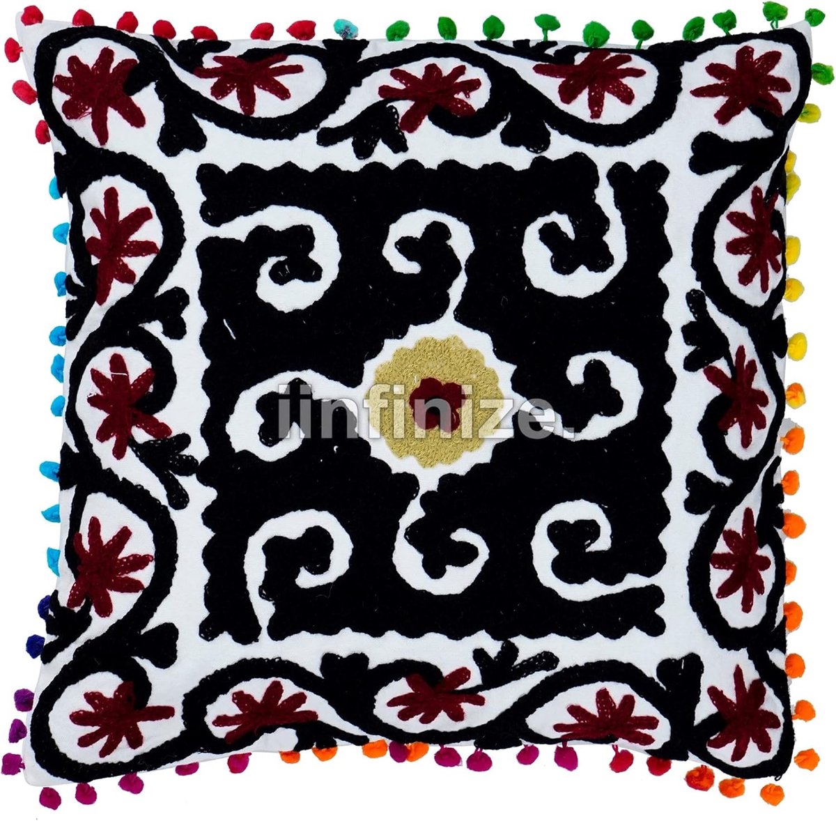 Kussenhoes 40x40 cm - Boho Bloemenpatroon - Handgemaakt Katoen - Ideaal voor Woonkamer Decoratie - SnelShoppen