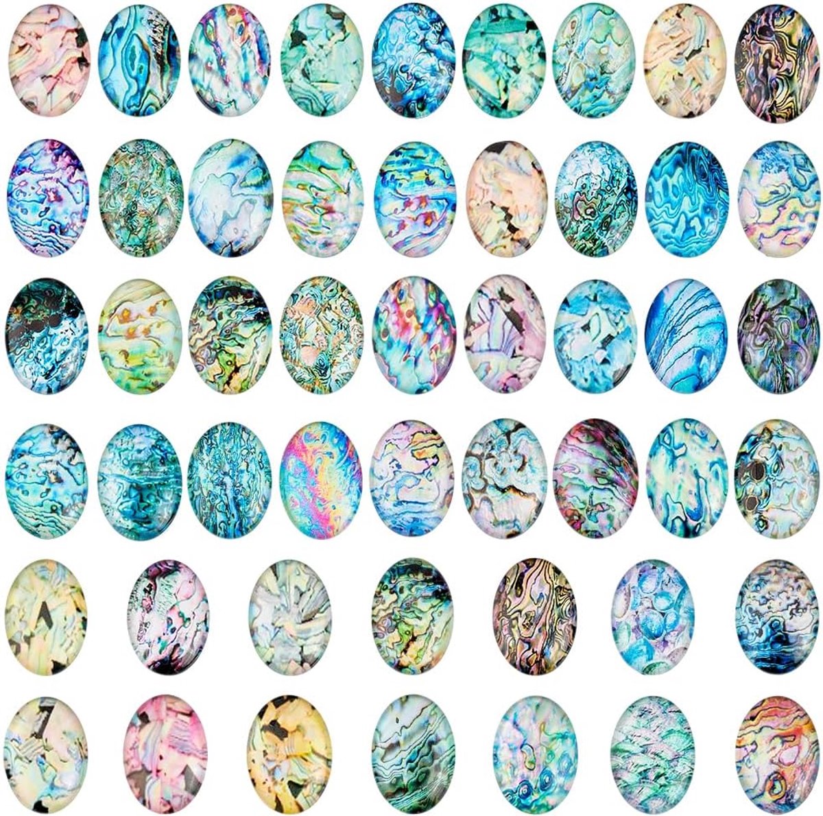 PandaHall 50 stuks ovale glazen cabochons marmeren bedrukte cabochon koepeltegels 25 x 18 mm cabochon kralen platte tegels voor foto hanger cameo sieraden versiering gemengde kleur