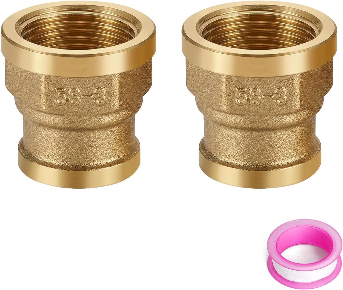 Verloopstuk 3/4" naar 1/2" - Messing - Inclusief PTFE-afdichtingstape - Geschikt voor waterleidingen - ShopVlot