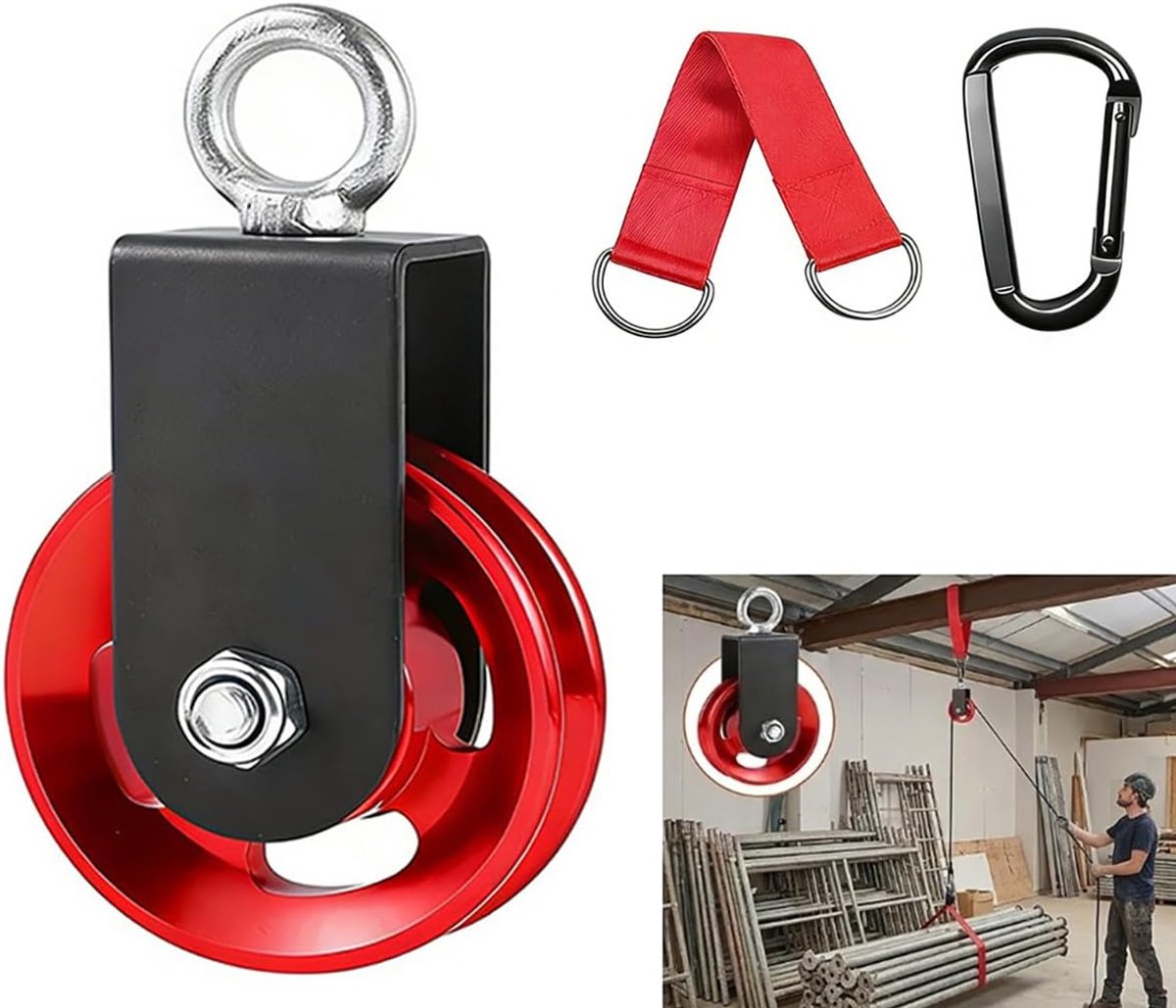 Aluminium katrol 90 mm - 300 kg draagkracht - 360° draaibaar - ideaal voor fitnessapparaten thuis - ShopVlot
