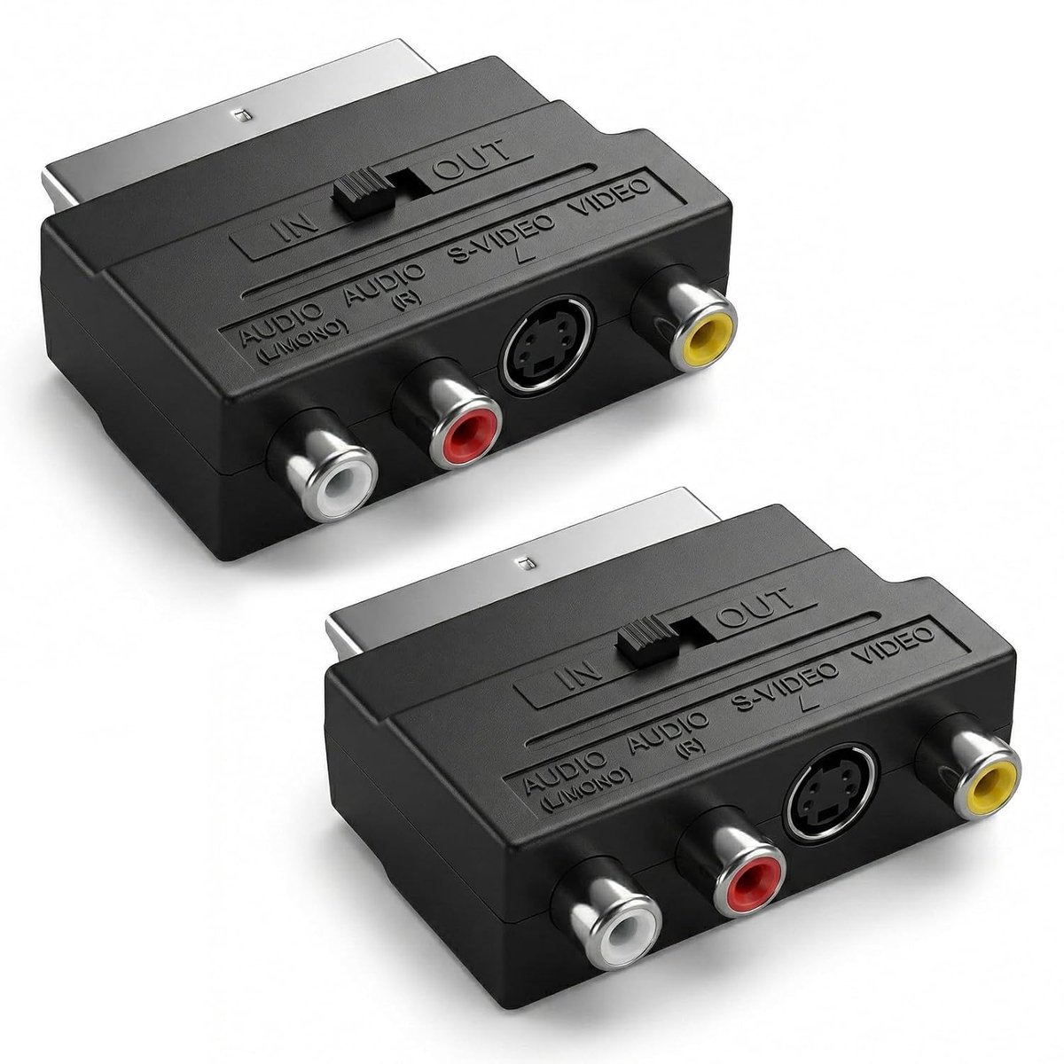 Scart naar 3 x RCA Adapter - S-Video AV Adapter - Flexibele IN/OUT Schakelaar - ShopVlot