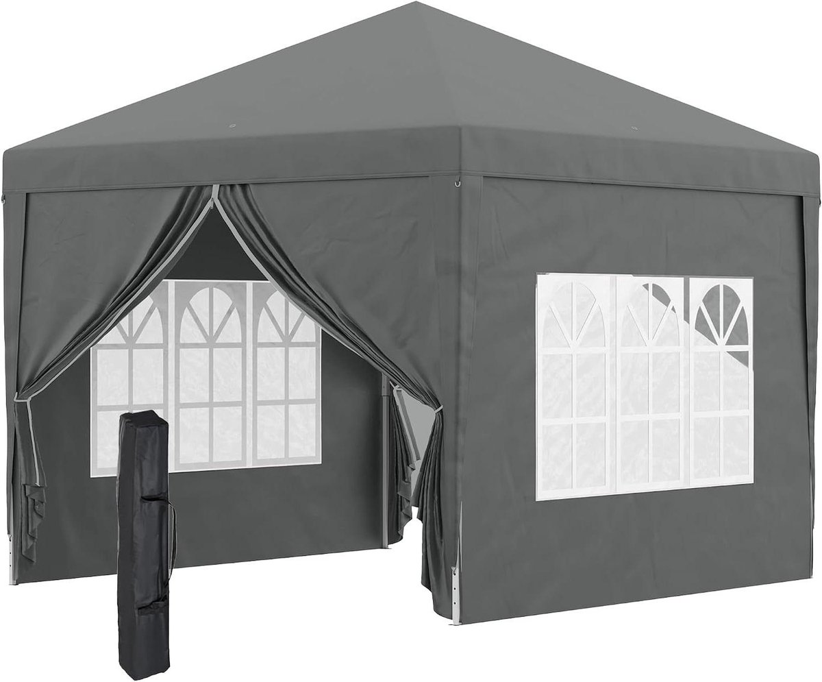 Partytent Pop-up - Feestdak Paviljoen - Feestelijke Bijeenkomsten - Met Afneembare Wanden - 3 x 3 Meter - Grijs