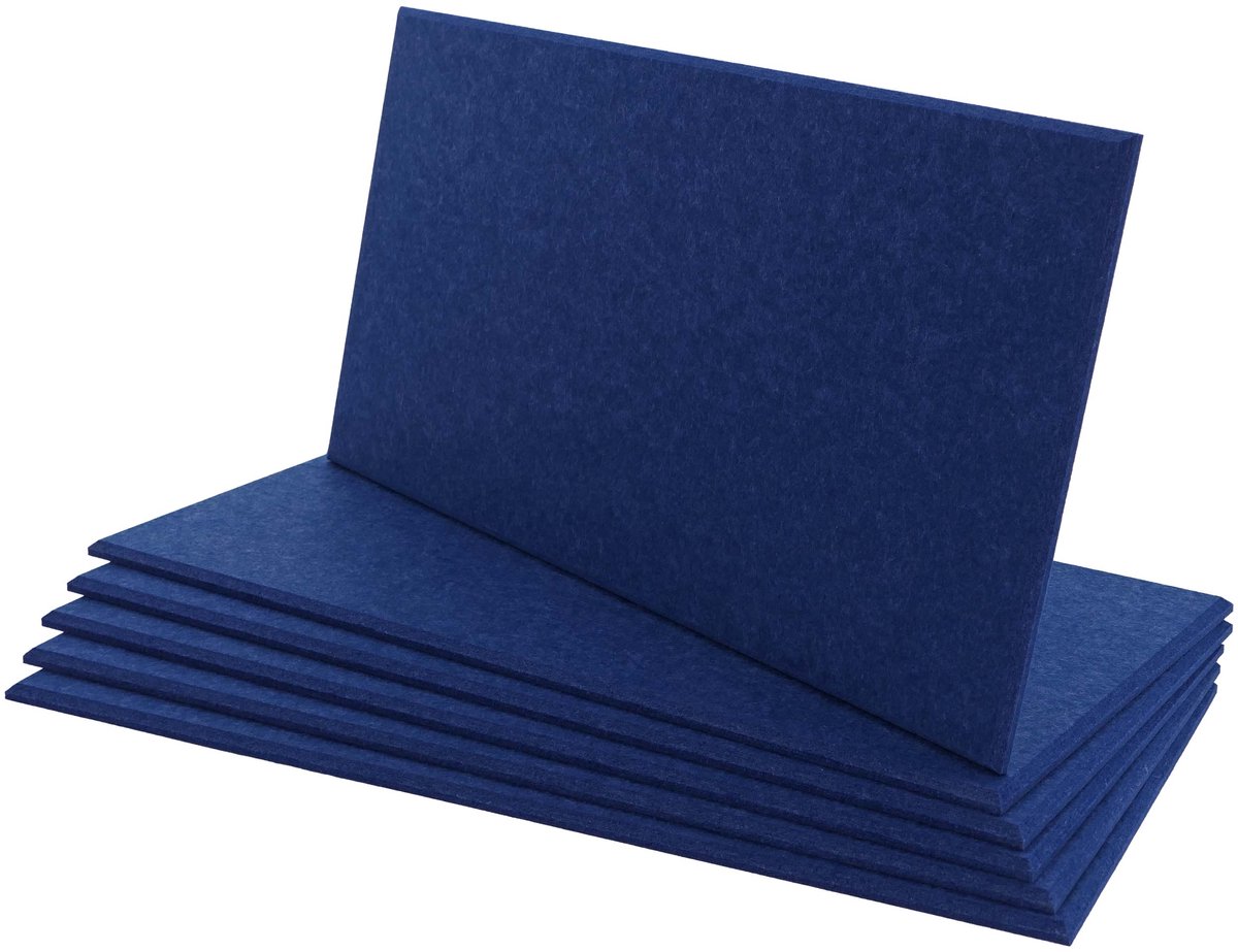 Set van 6 akoestische wandpanelen MCW-L52, wandpanelen, akoestische platen, geluidsisolerend, oppervlakte 1 m², afmetingen 60 x 30 cm ~ donkerblauw