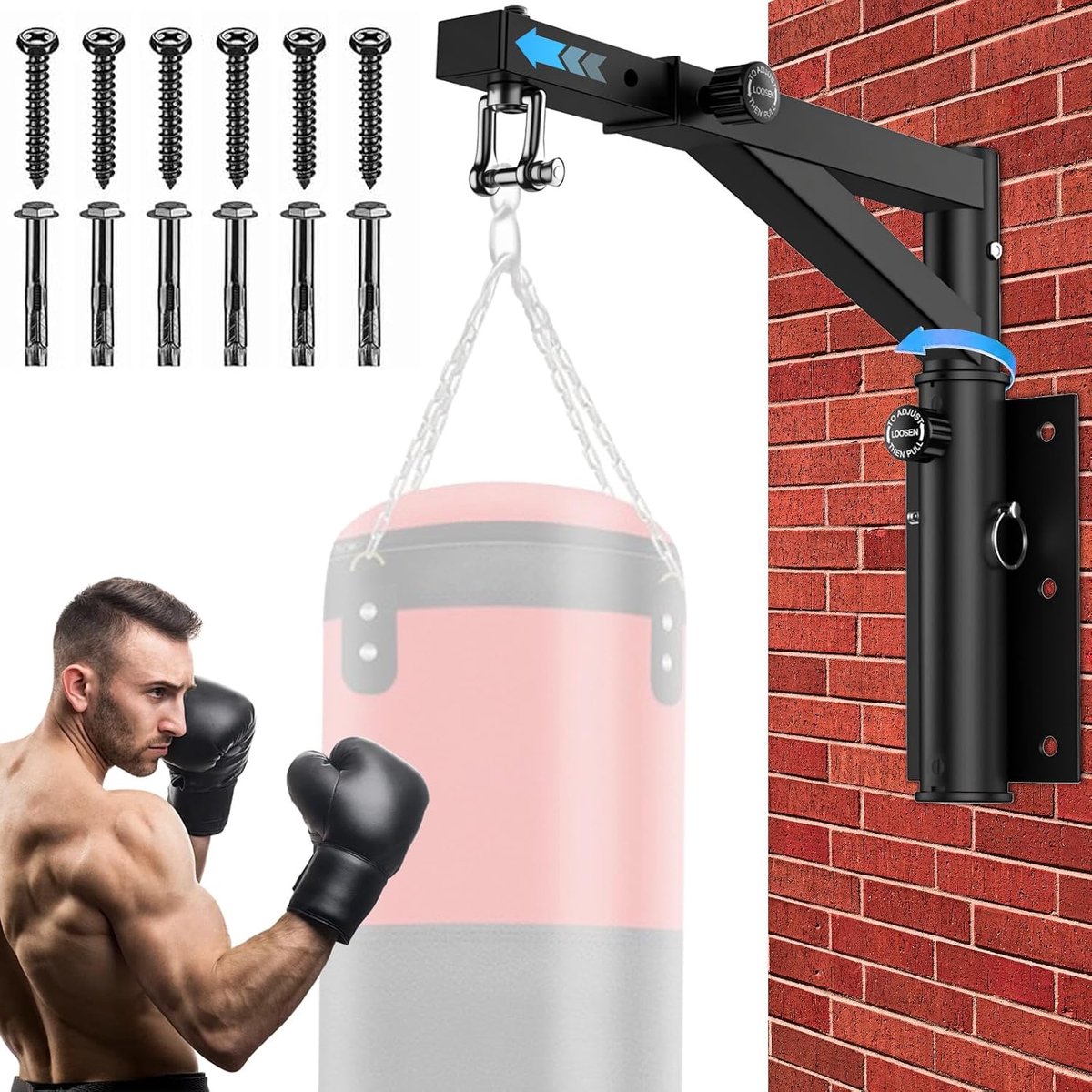 Punching Bag Houder - Verstelbare Punching Bag Houder - 360° Stille Rotatie - Ideaal voor Thuis Gym - ShopVlot