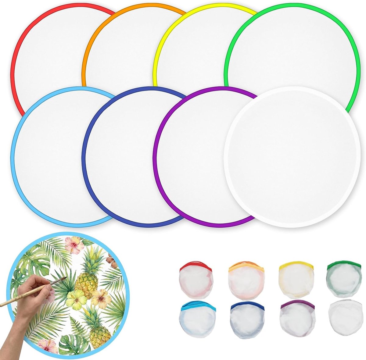 Vouwfans 8 Stuks - Polyester - Lichtgewicht en Duurzaam - Ideaal voor DIY en Cadeaus - SnelShoppen