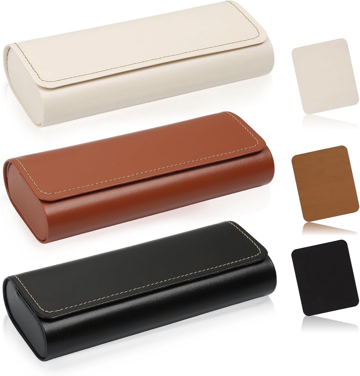 Glazen case voor brillen hard case - leer en metaal - magnetische sluiting - bescherming voor brillen - SnelShoppen