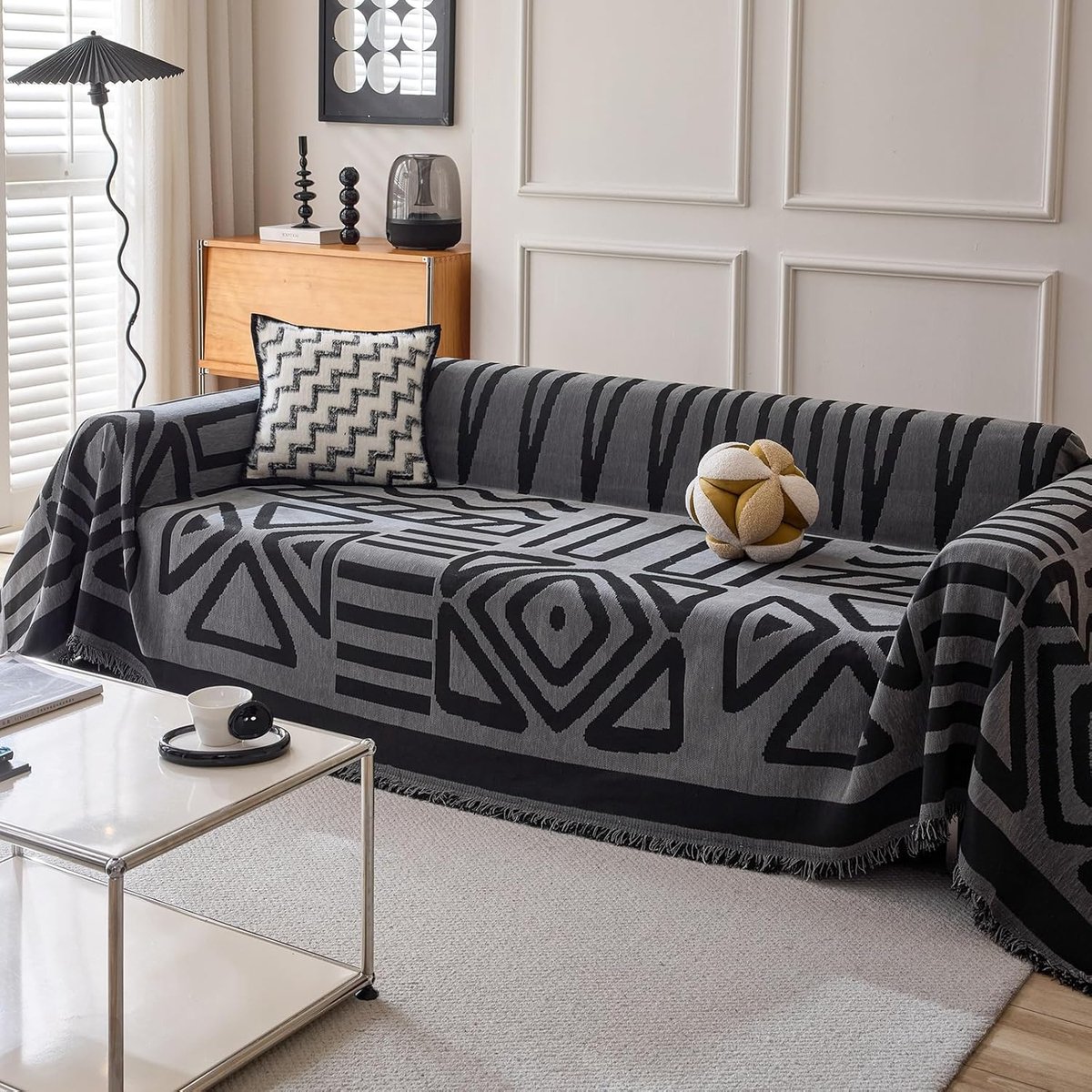 Sofa Cover 180 x 130 cm - Chenille - Donkergrijs - Multifunctionele decoratieve deken - SnelShoppen
