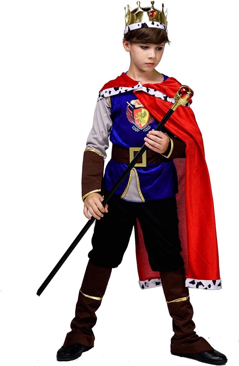 Middeleeuwse koning kostuum voor jongens - deluxe - maat 140 - perfect voor verkleedfeestje - SnelShoppen