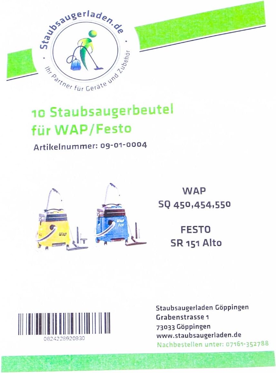 Stofzuigerzakken 10 stuks - Geschikt voor Nilfisk/WAP Alto SQ 400, 450, 454, 490, 550 - SnelShoppen
