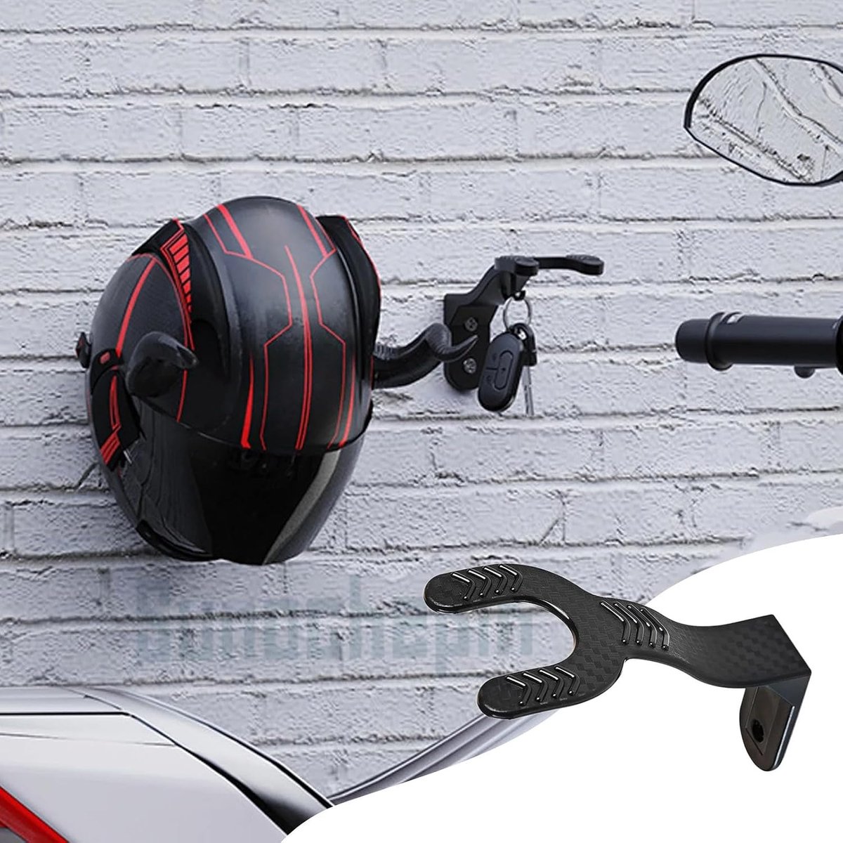 Helmhouder voor aan de muur - set van 5 - zwart - voor het ophangen van motorhelmen en accessoires - SnelShoppen