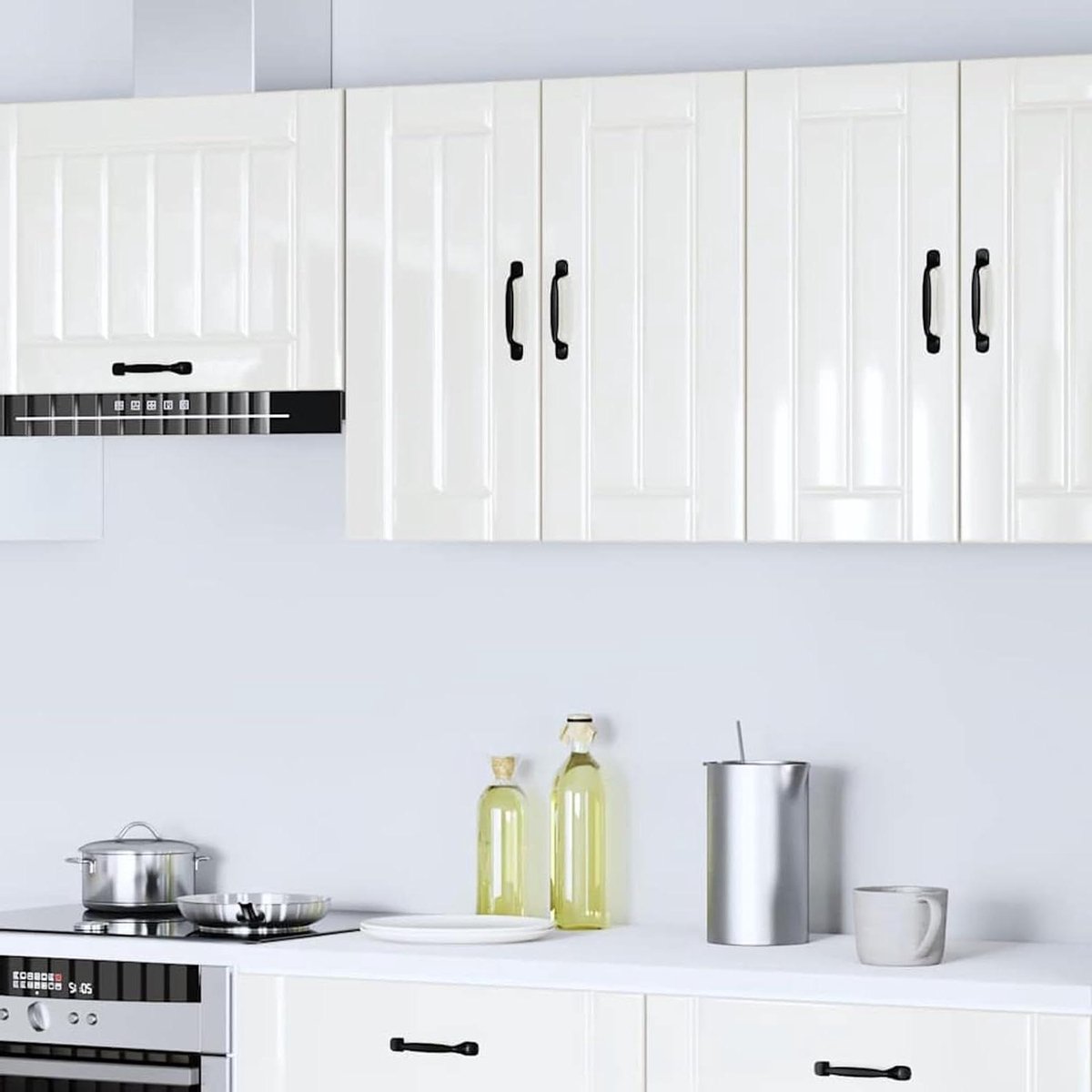 Keukenhangkast Wit - Wandkast Keuken - Keuken Opbergen - Hoogglans Afwerking - 60x31x60 cm - Wit