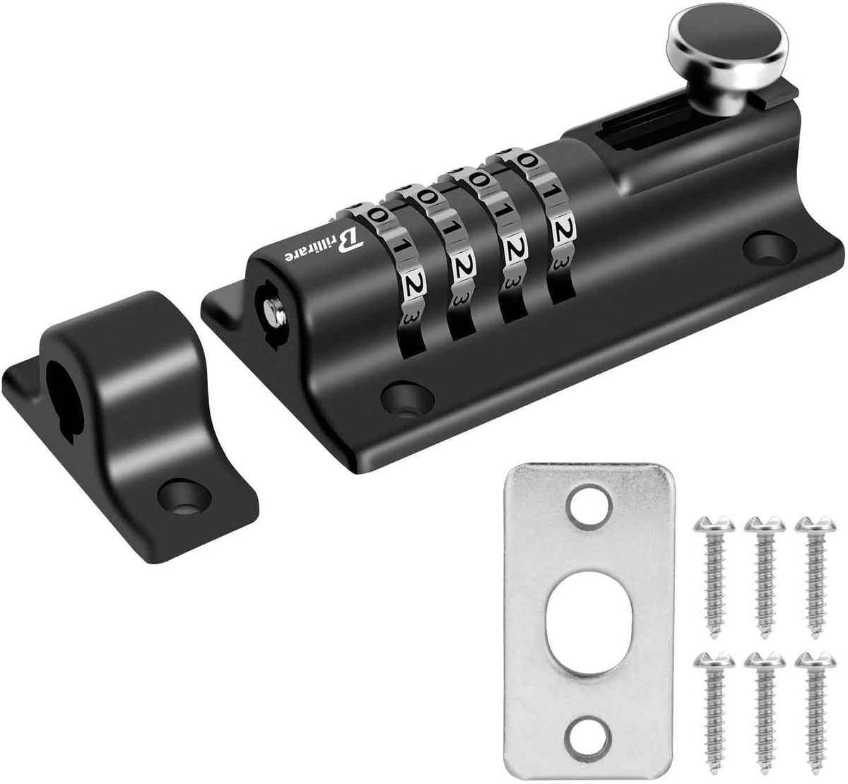 SnelShoppen - 4-cijferige combinatie slot, weerbestendig schuifslot van zinklegering, 121mm zwaar slot voor poort, schuur, garage - sleutelvrij, 10.00