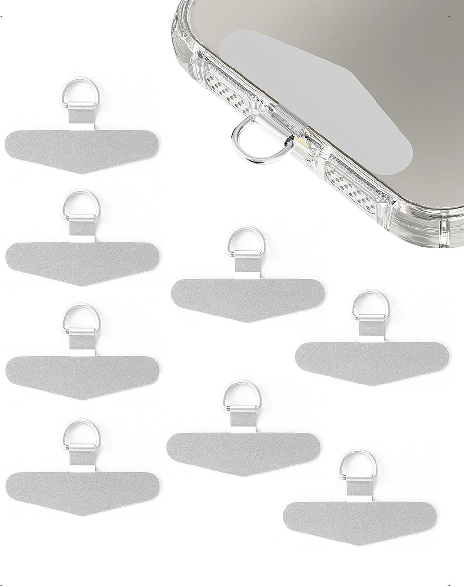 Metalen telefoon koordbevestigingen 4/8 stuks - universele bevestigingsplaatjes - ultra dun RVS - SnelShoppen